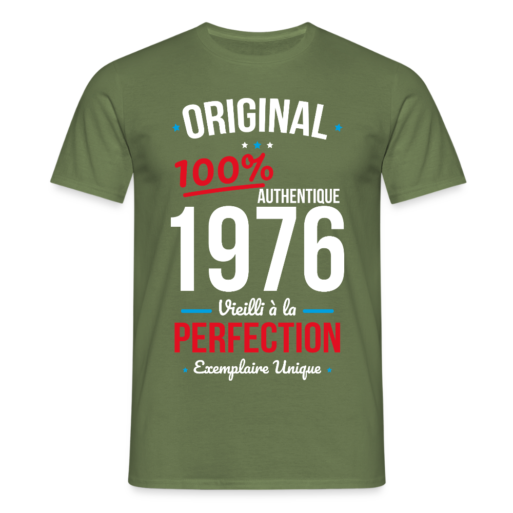 T-shirt anniversaire 50 ans Homme – Original 1976 Authentique - vert militaire