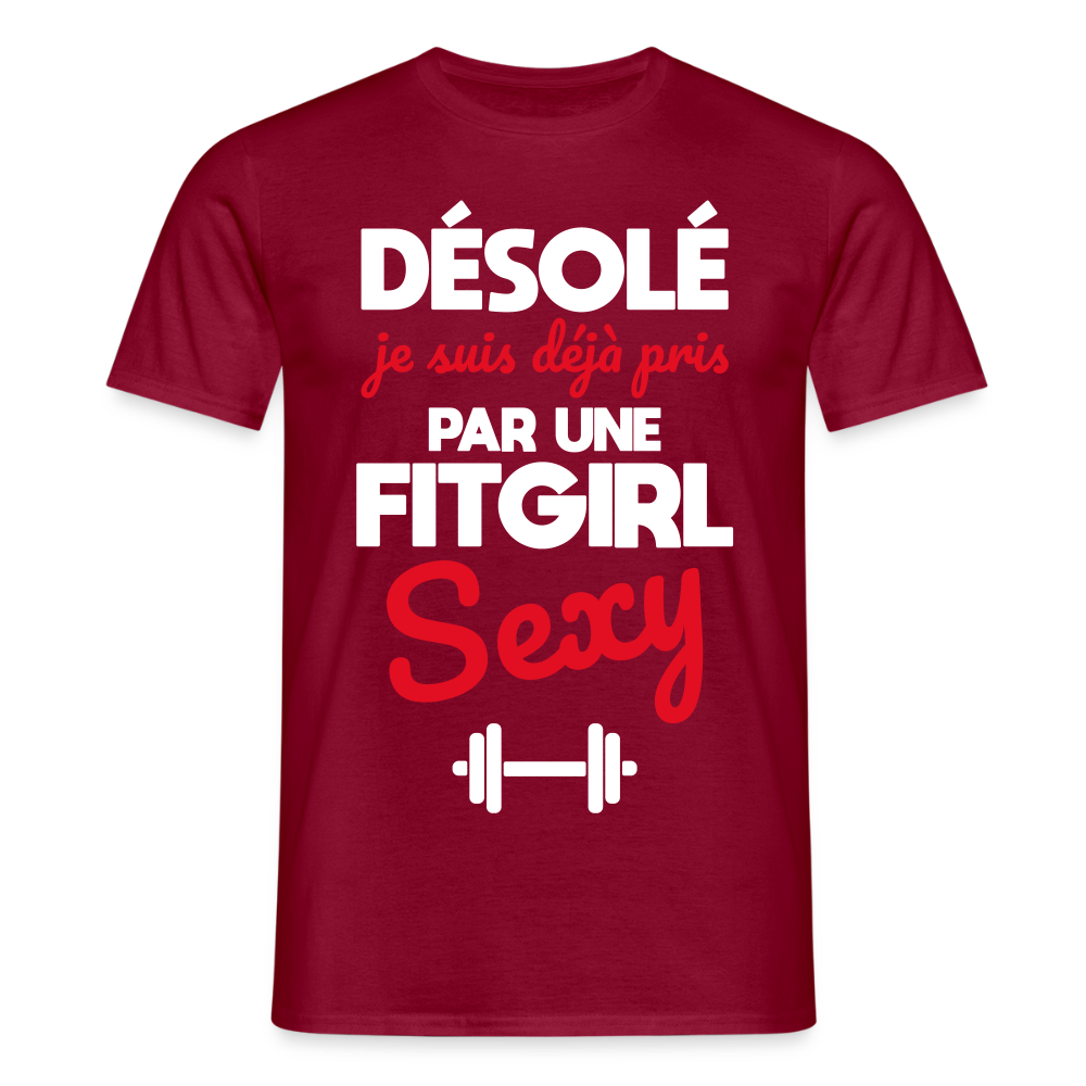 T-shirt Homme - Je suis pris par une fitgirl sexy - rouge brique