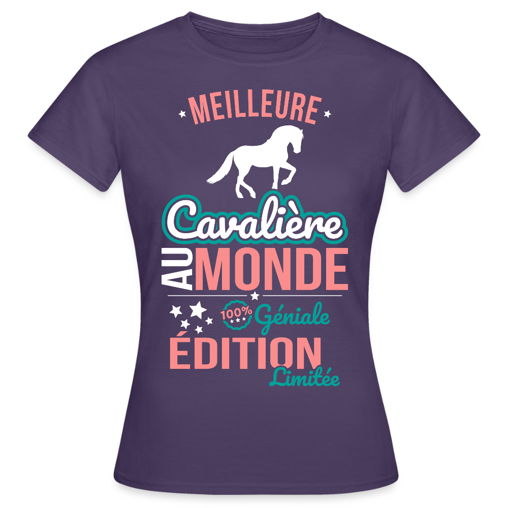 T-shirt Femme - Meilleure Cavalière au monde - 100% géniale - violet foncé