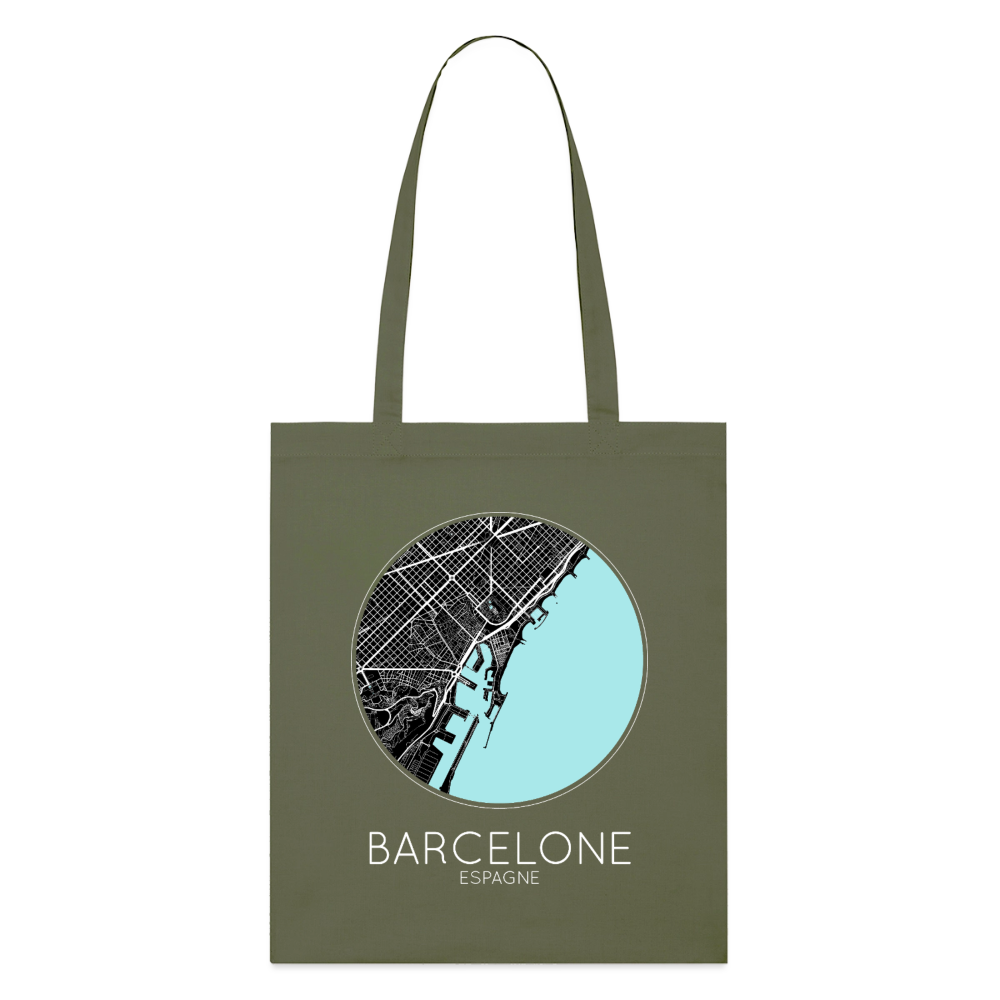 Tote Bag Barcelone Bio – Plan de Barcelone - kaki