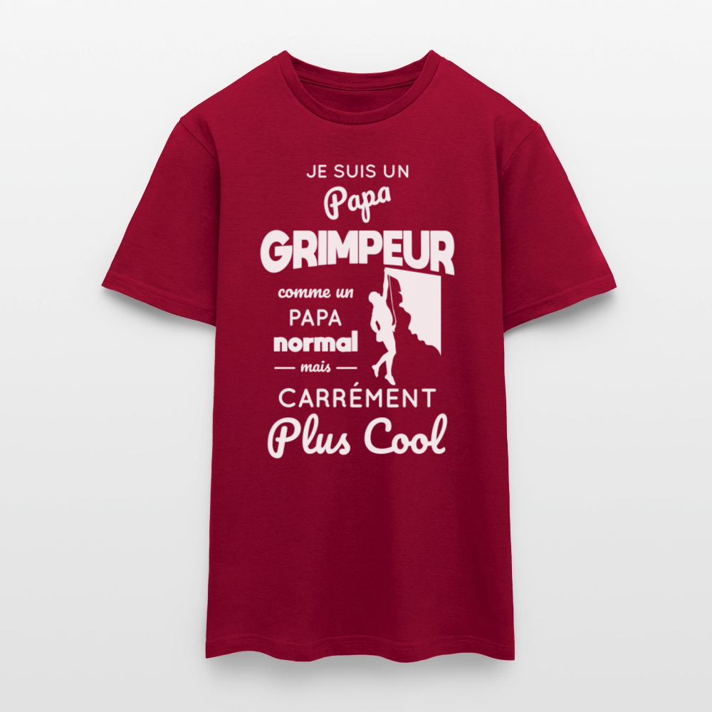 T-shirt Homme - Papa grimpeur plus cool - rouge brique