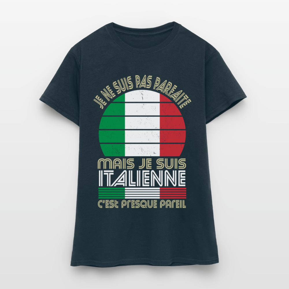 T-shirt Italie femme humour – Je ne suis pas parfaite mais je suis italienne - marine