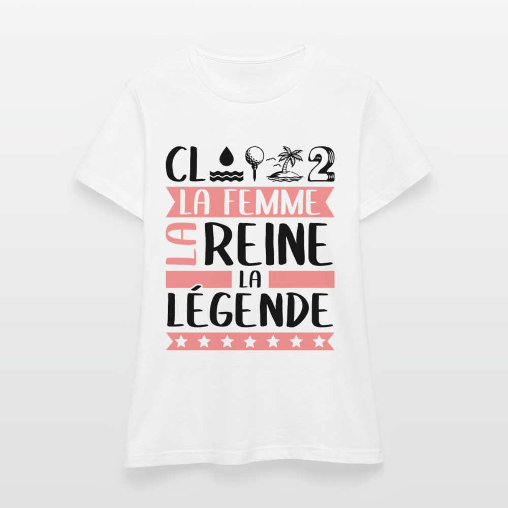 T-shirt femme coloris clair Clothilde en rébus – La femme, la reine, la légende - blanc