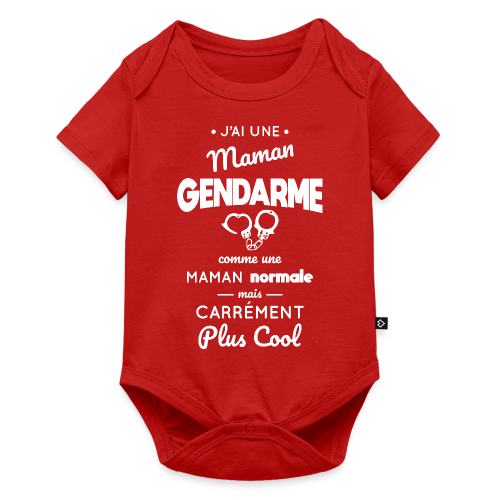 Body Bébé bio manches courtes - J'ai une maman gendarme - rouge