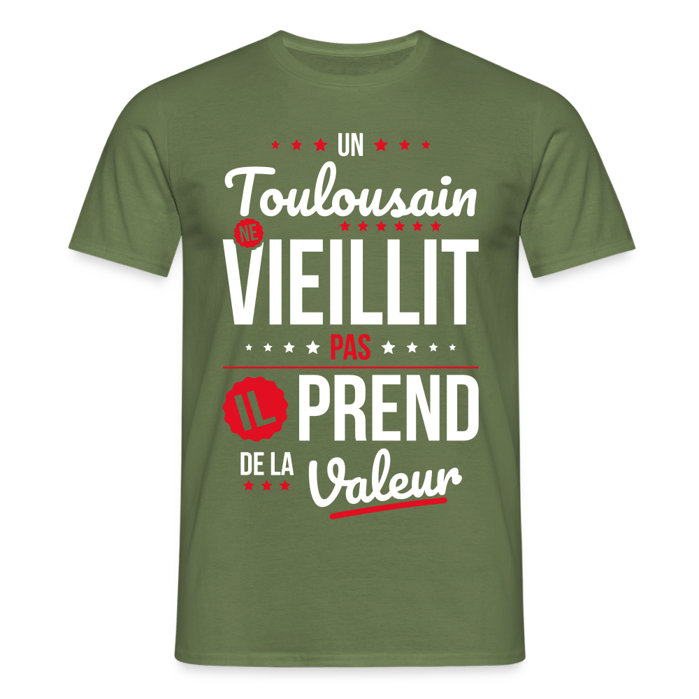 T-shirt Homme - Un Toulousain ne vieillit pas - vert militaire