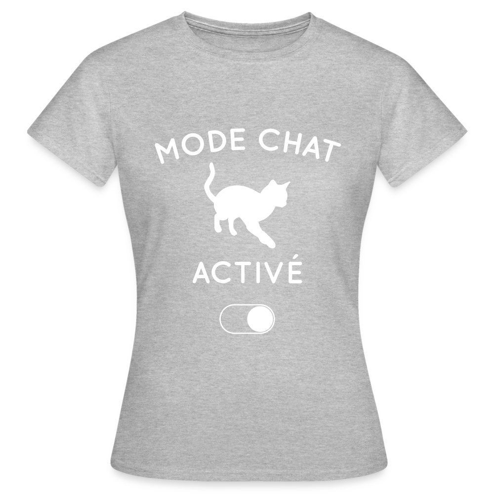 T-shirt Femme - Mode chat activé - gris chiné
