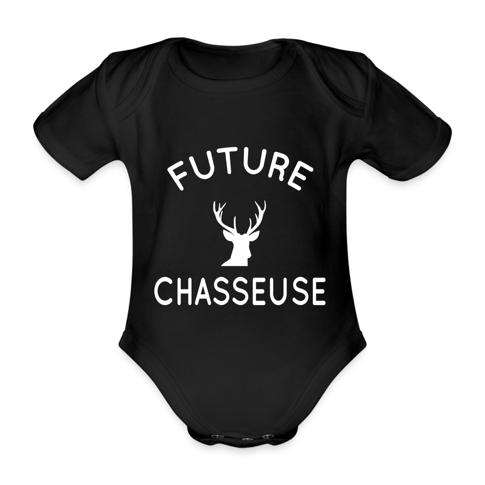 Body Bébé bio manches courtes - Future chasseuse - noir