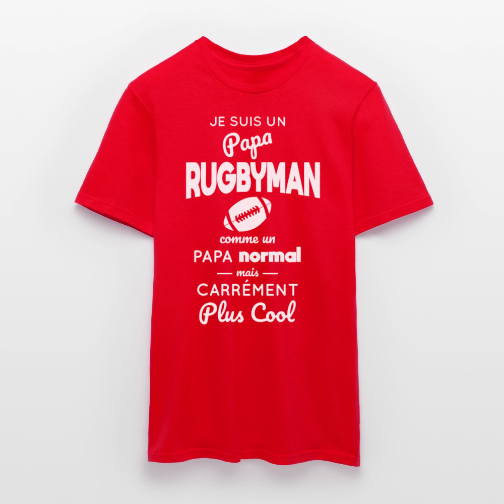 T-shirt Homme - Papa rugbyman plus cool - rouge