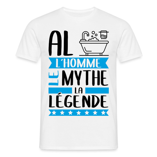 T-shirt homme coloris clair Albin rébus – L’homme, le mythe, la légende - blanc