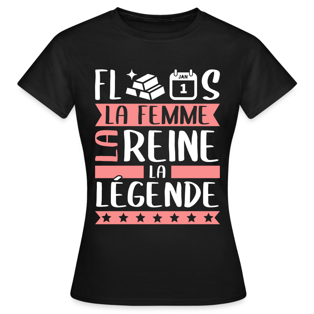T-shirt femme Florence rébus – La femme, la reine, la légende - noir