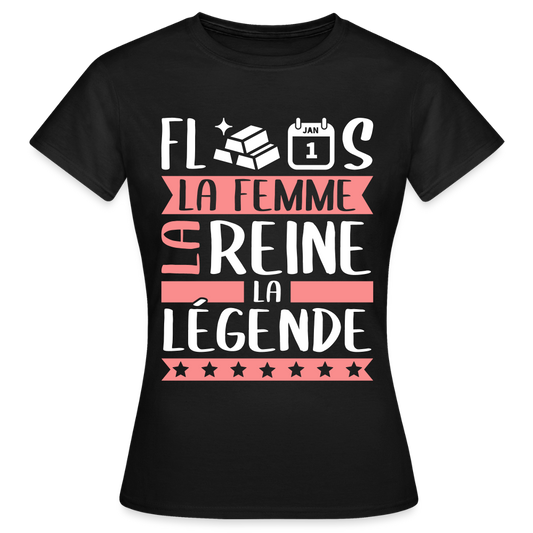 T-shirt femme Florence rébus – La femme, la reine, la légende - noir
