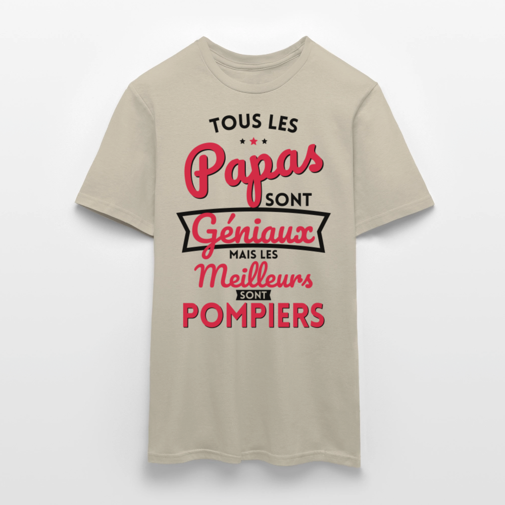 T-shirt Homme - Papas géniaux - Les meilleurs sont pompiers - beige sable