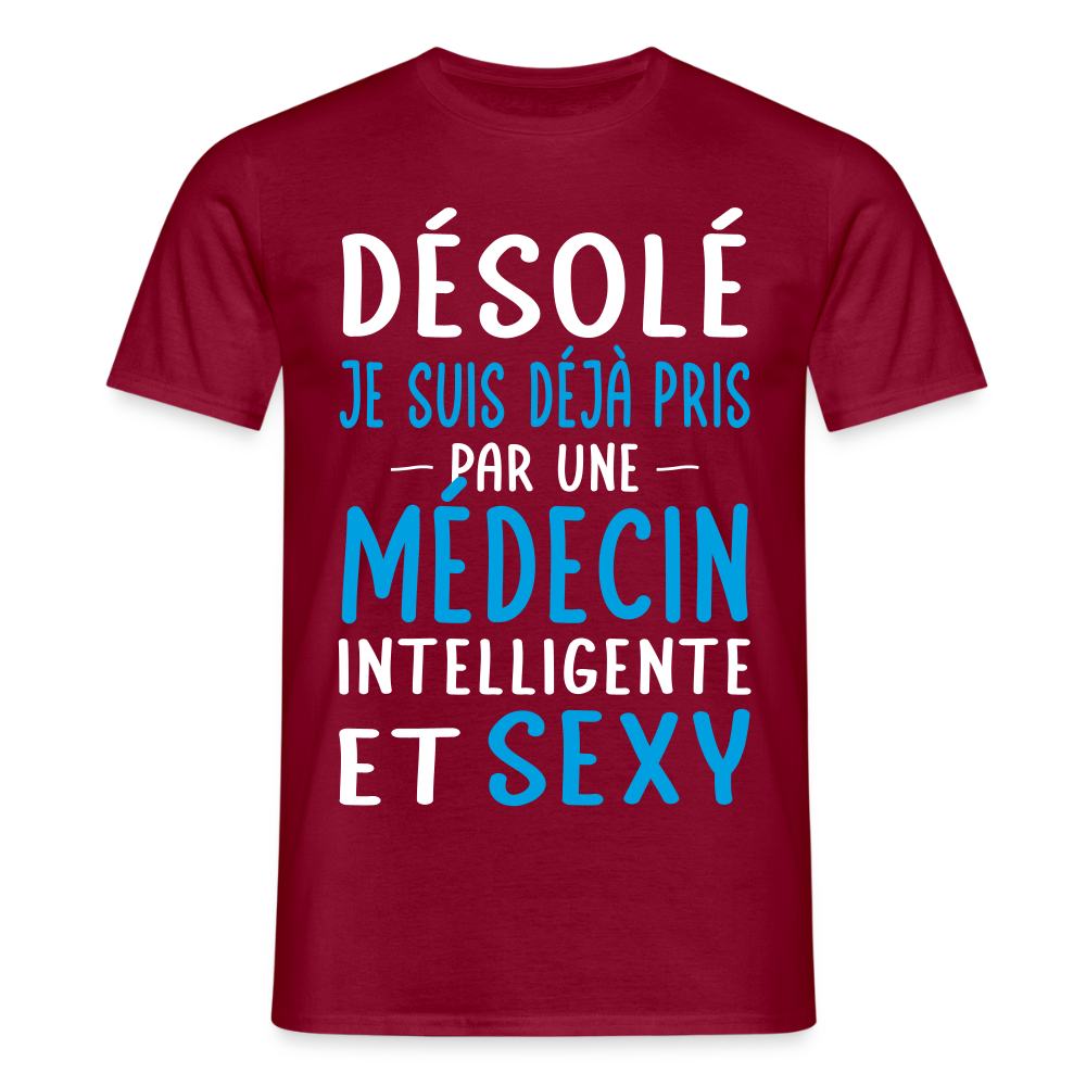 T-shirt Homme - Je suis pris par une médecin intelligente et sexy - rouge brique