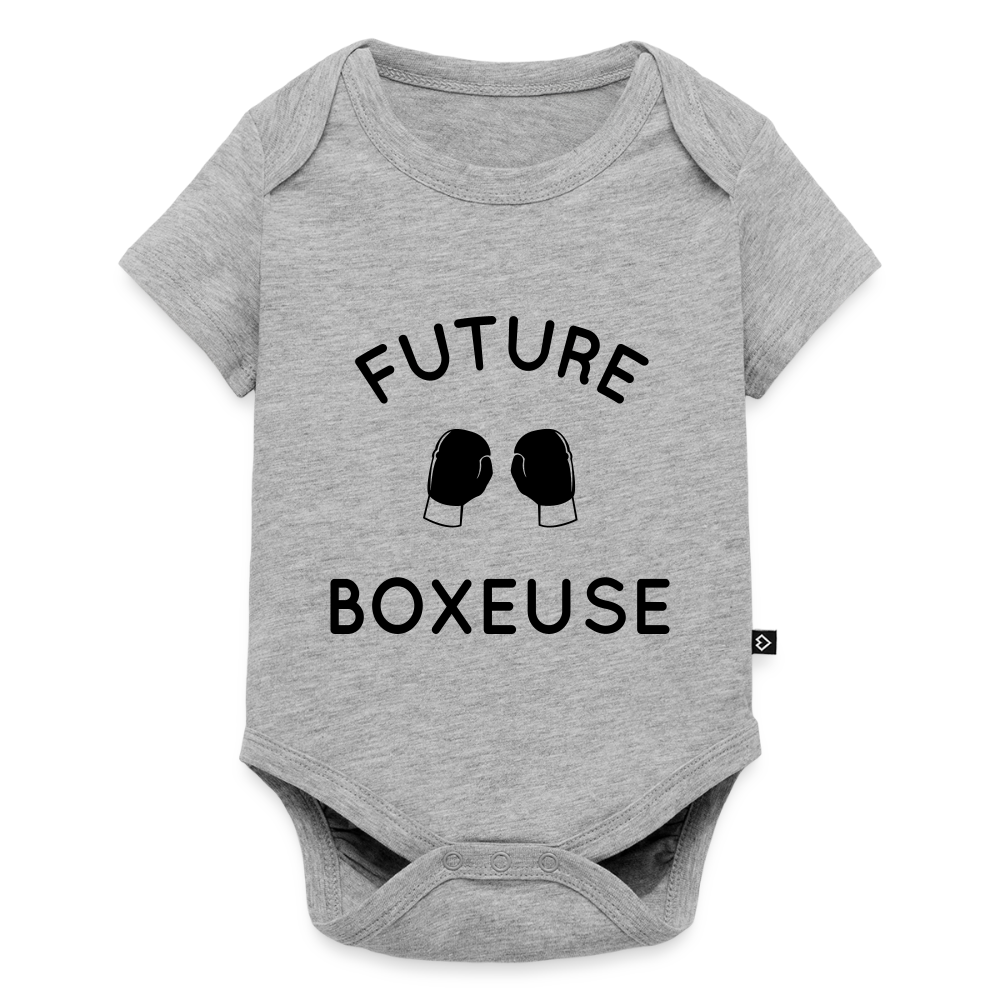 Body Bébé bio manches courtes - Future boxeuse - gris chiné
