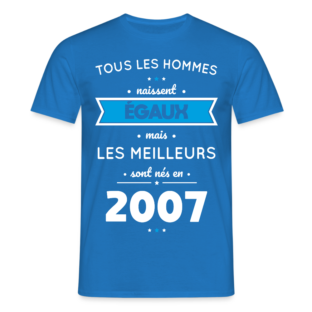 T-shirt Homme - Anniversaire 18 Ans - Les meilleurs sont nés en 2007 - bleu royal