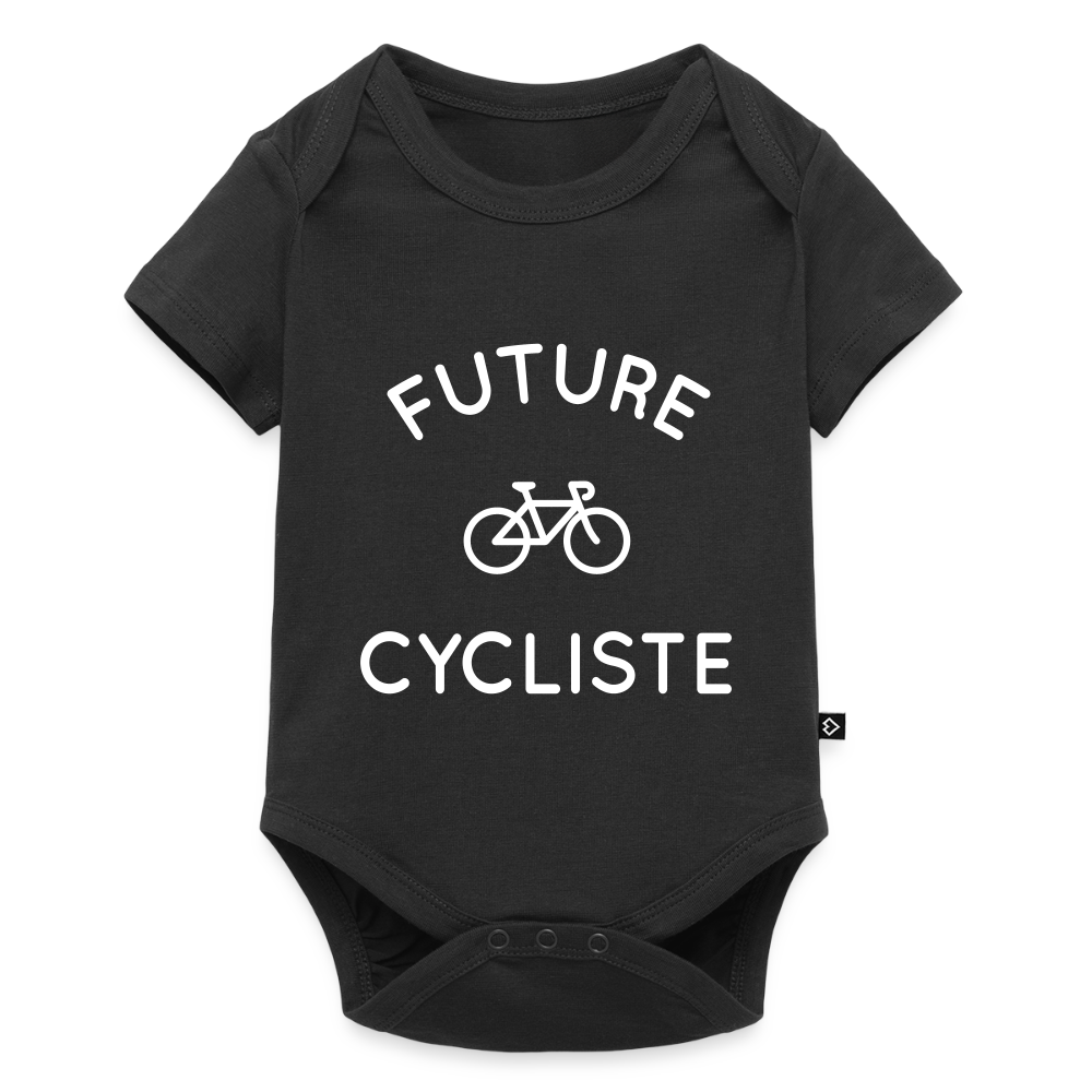 Body Bébé bio manches courtes - Future cycliste - noir