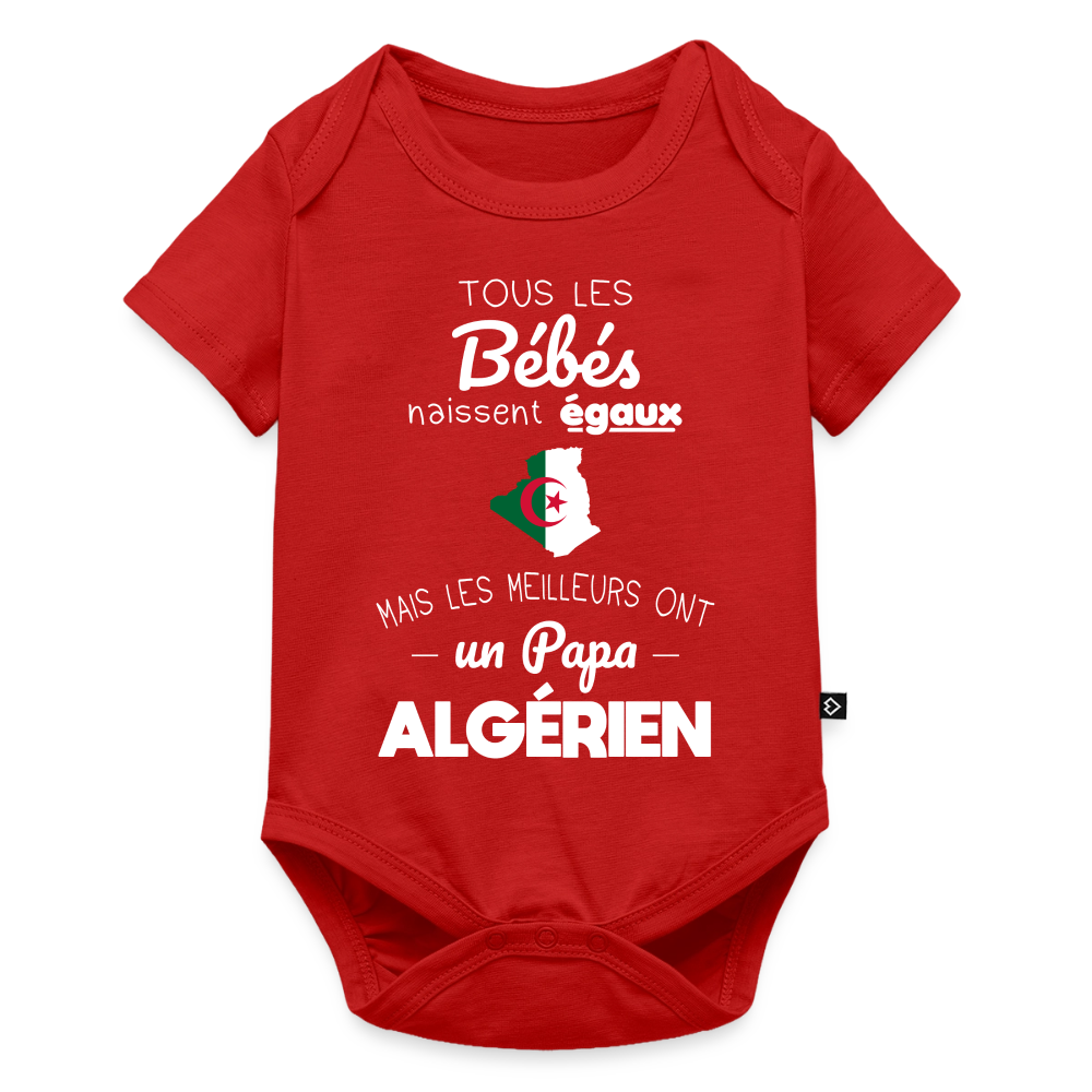 Body Bébé bio manches courtes - Les Meilleurs Ont Un Papa Algérien - rouge