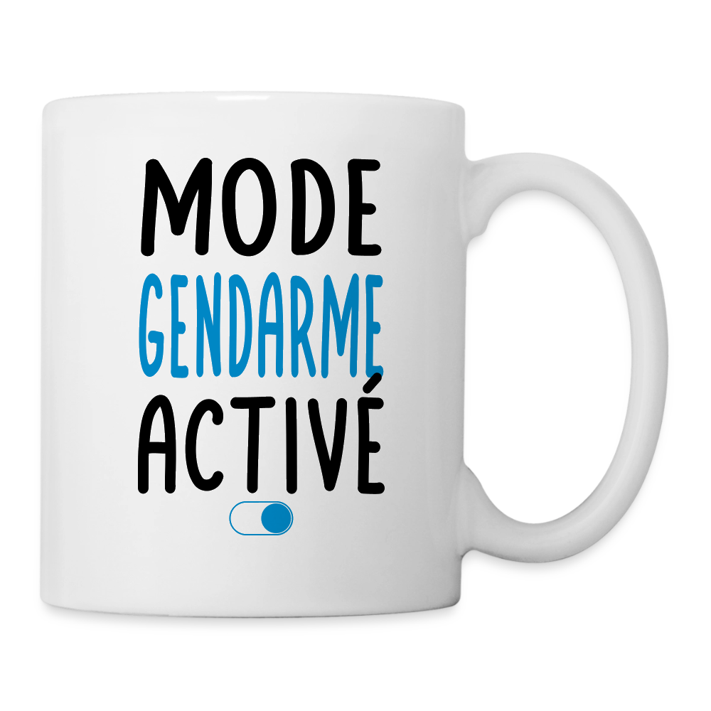 Mug blanc - Mode gendarme activé noir et bleu - blanc