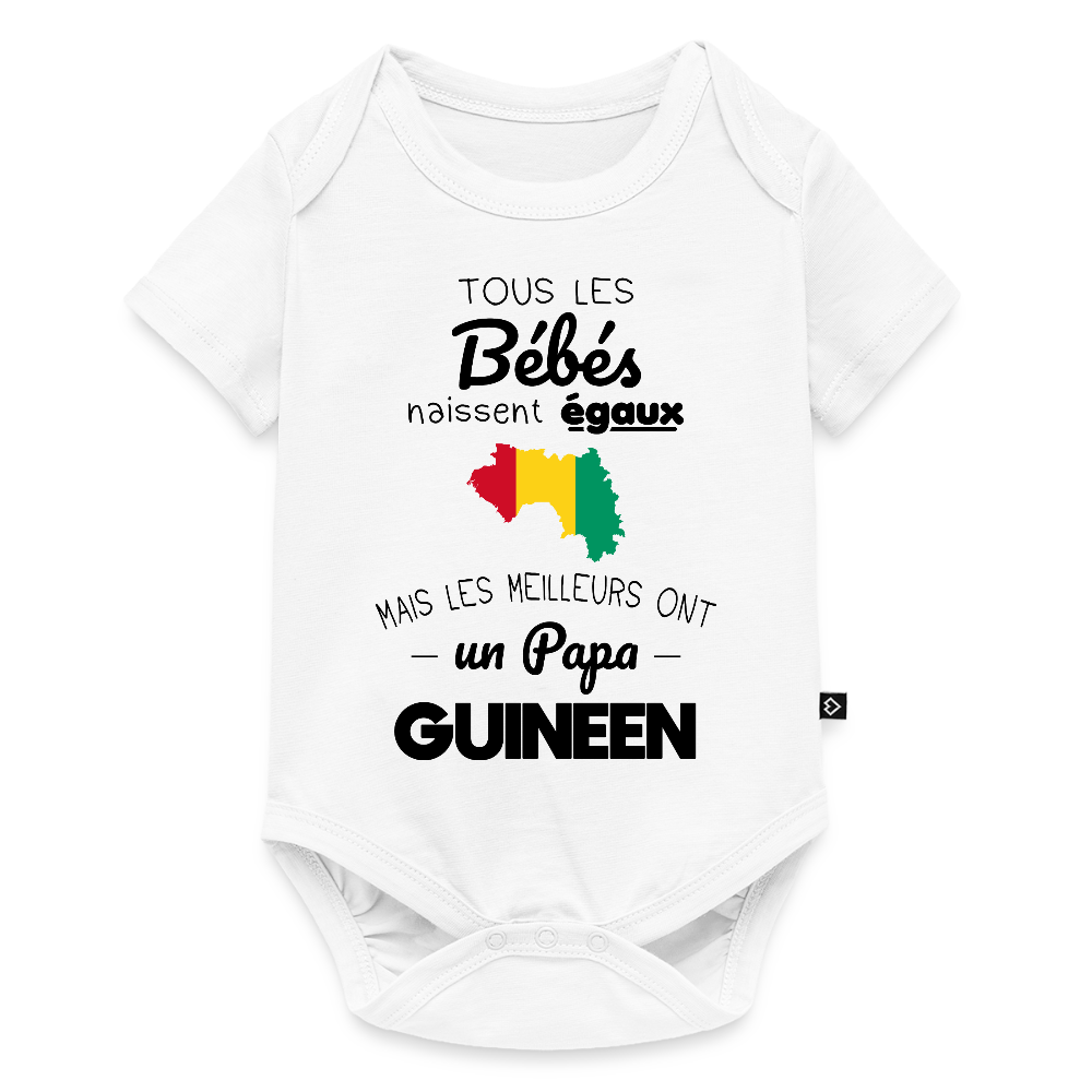 Body Bébé bio manches courtes - Les Meilleurs Ont Un Papa Guinéen - blanc