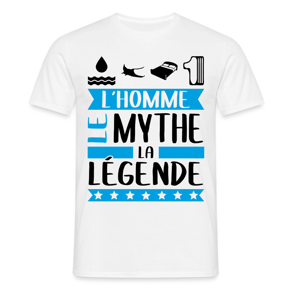 T-shirt homme coloris clair Aurélien rébus – L’homme, le mythe, la légende - blanc