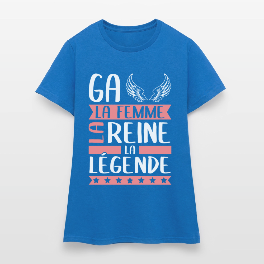 T-shirt femme Gaëlle rébus – La femme, la reine, la légende - bleu royal