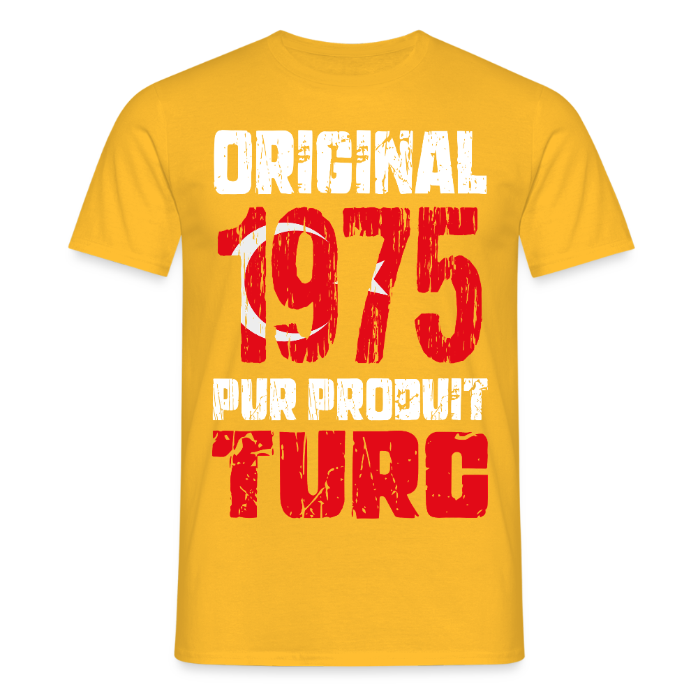 T-shirt Homme - Anniversaire 50 Ans - Original 1975 - Pur produit Turc - jaune
