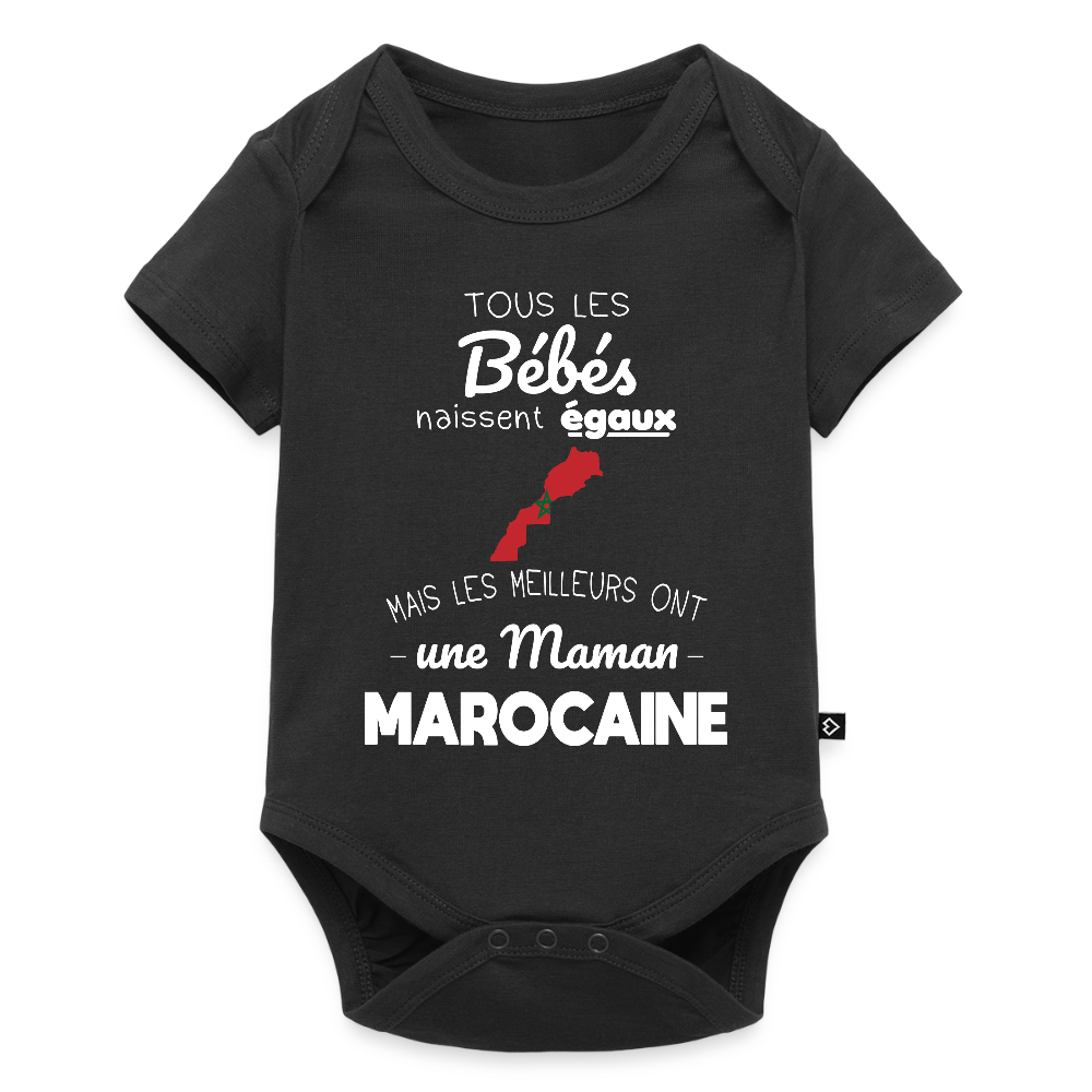 Body Bébé bio manches courtes - Les Meilleurs Ont Une Maman Marocaine - noir