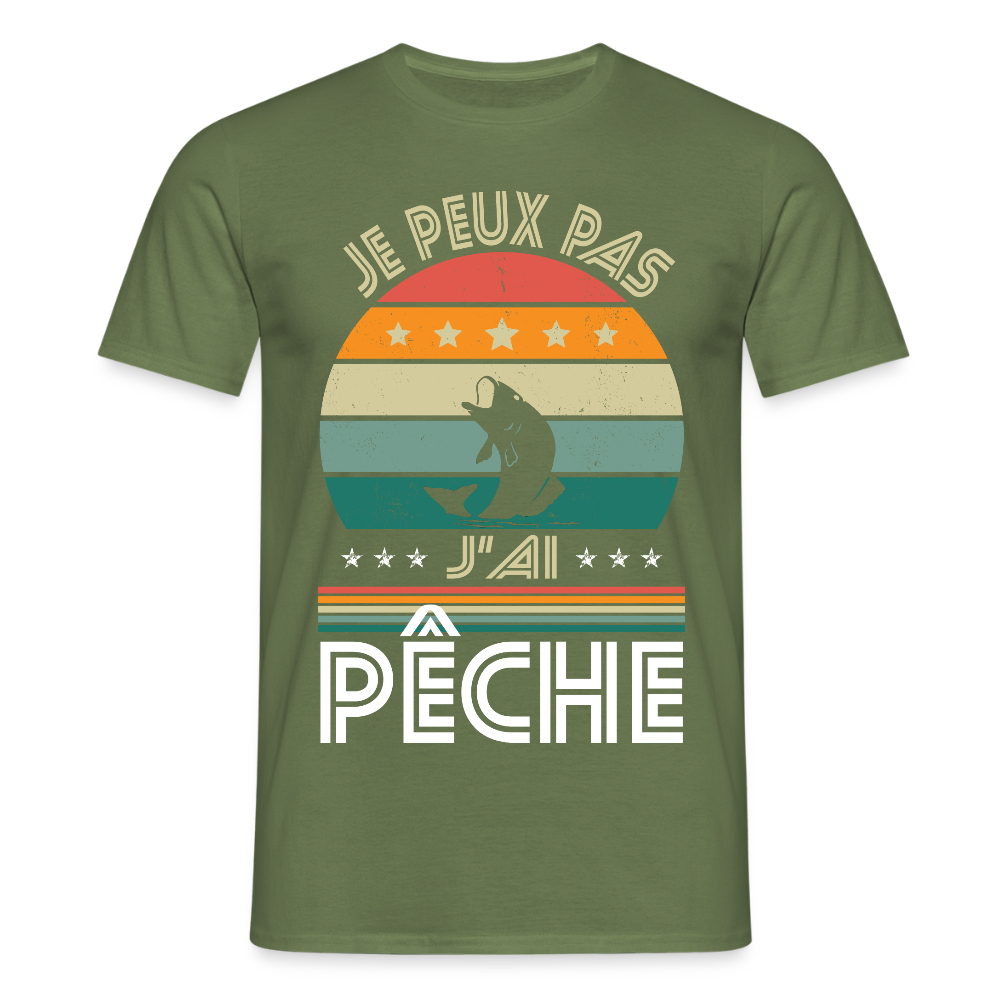 T-shirt Homme - Je peux pas j'ai Pêche - vert militaire