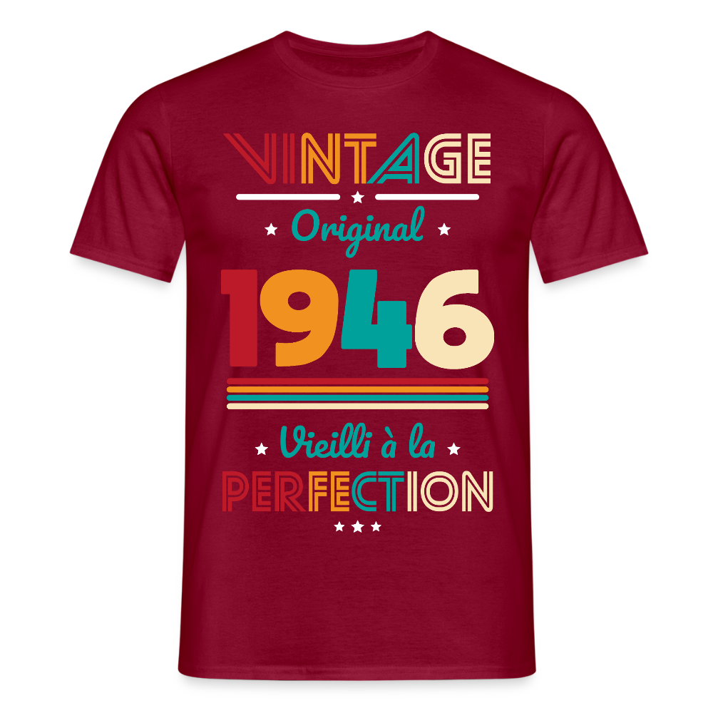 T-shirt anniversaire homme 80 ans – Vintage, original, 1946 - rouge brique