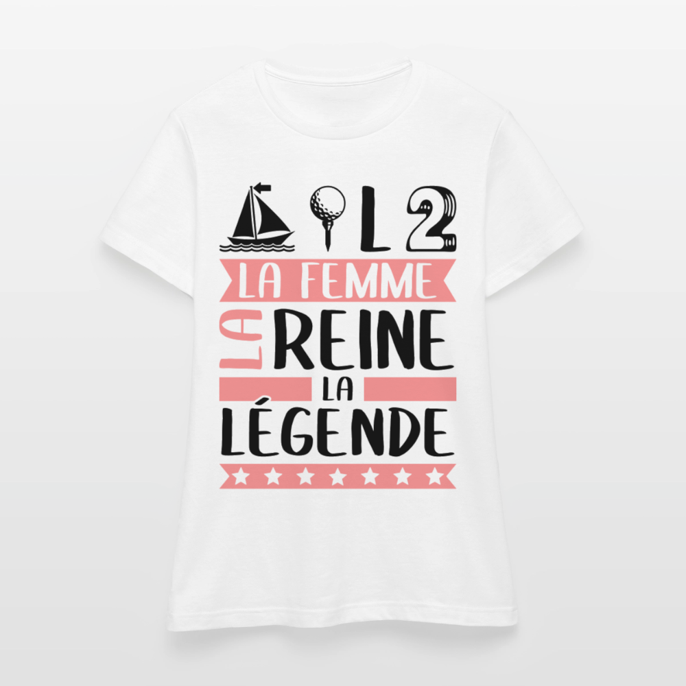 T-shirt femme coloris clair Mathilde rébus – La femme, la reine, la légende - blanc