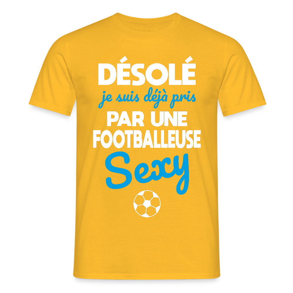 T-shirt Homme - Je déjà pris par une footballeuse sexy - jaune