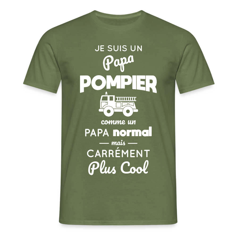 T-shirt Homme - Papa pompier plus cool - vert militaire
