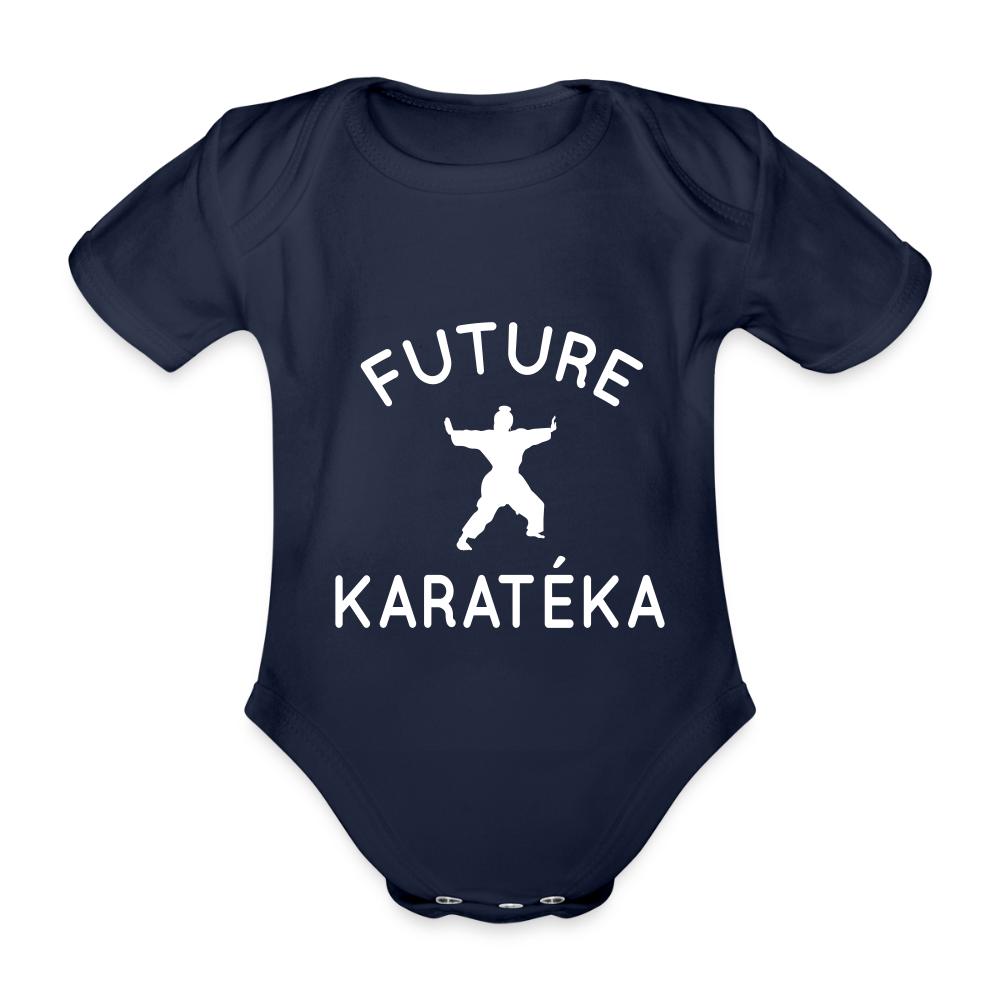 Body Bébé bio manches courtes - Future karatéka - marine foncé