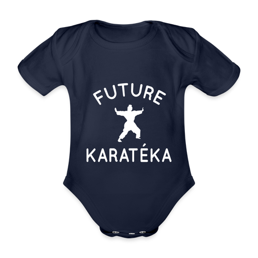 Body Bébé bio manches courtes - Future karatéka - marine foncé