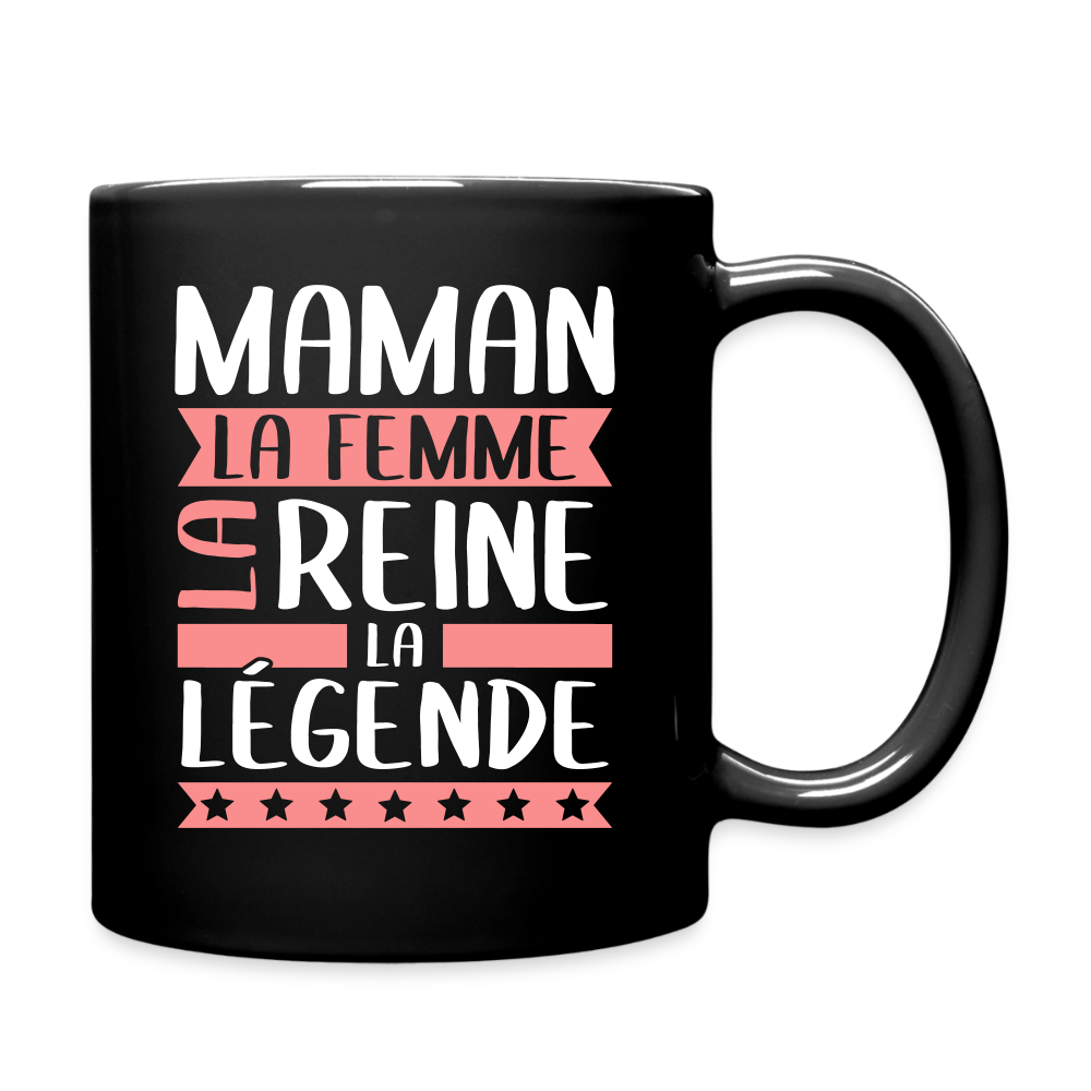 Mug uni cadeau maman - Maman, la femme, la reine, la légende - noir