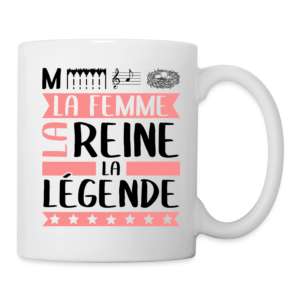 Mug blanc Mélanie rébus – La femme, la reine, la légende - blanc