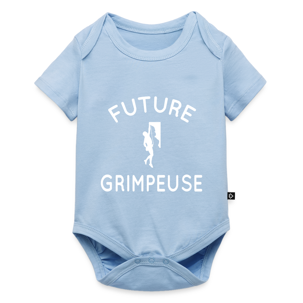 Body Bébé bio manches courtes - Future grimpeuse - bleu clair