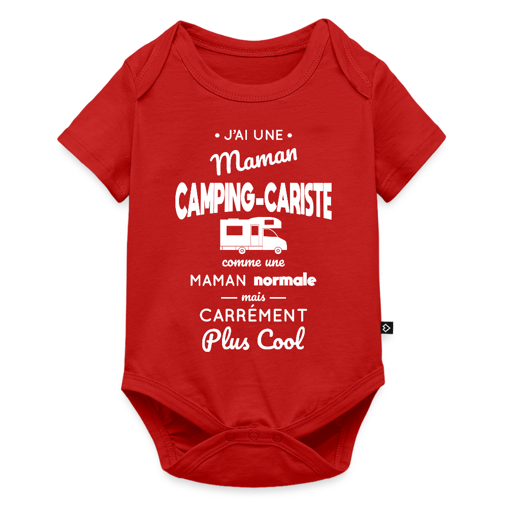 Body Bébé bio manches courtes - J'ai une maman camping-cariste - rouge