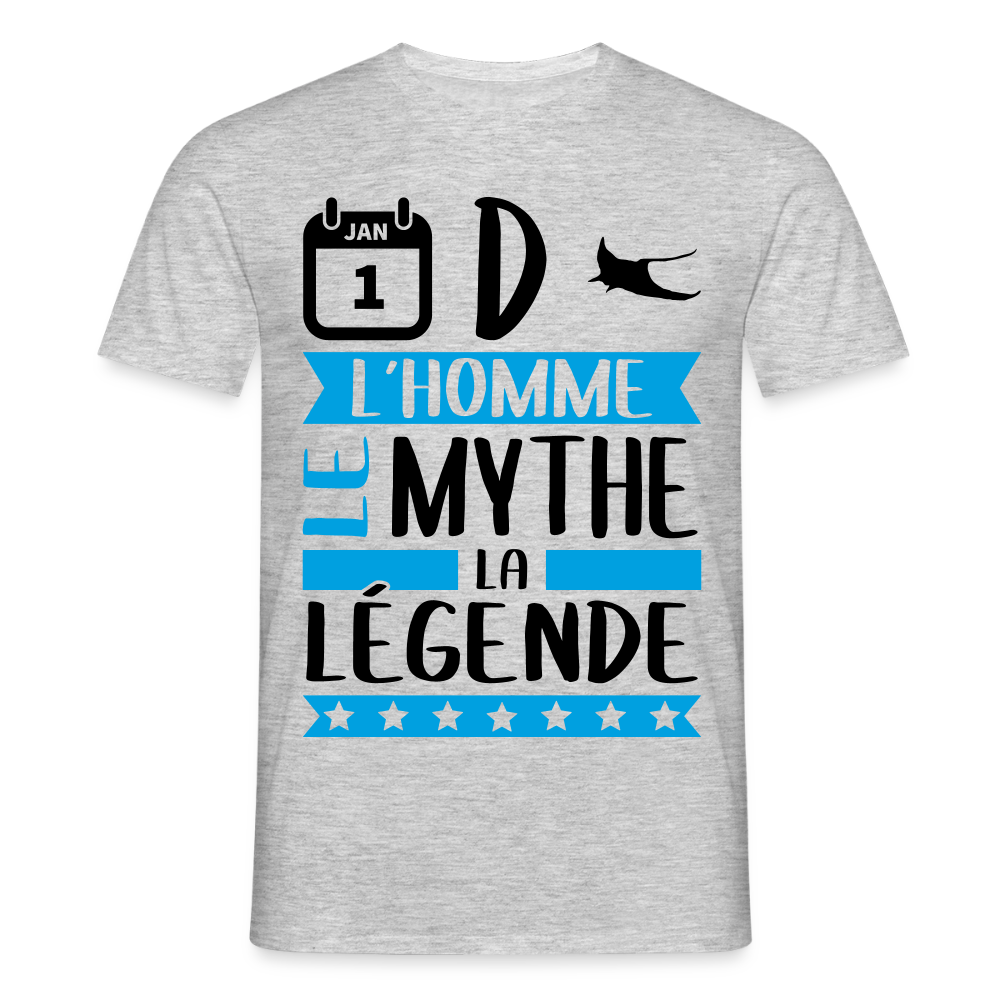 T-shirt homme coloris clair André rébus – L’homme, le mythe, la légende - gris chiné