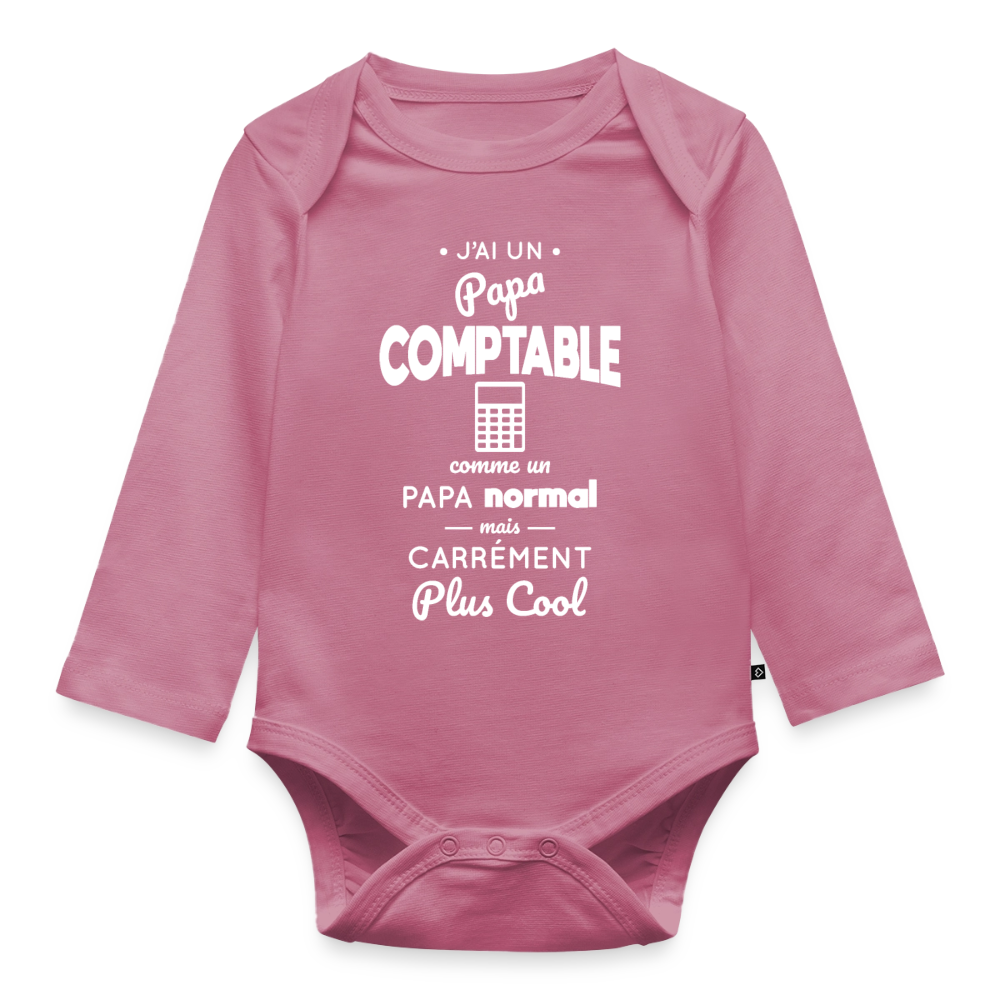 Body Bébé bio manches longues - J'ai un papa comptable - mauve