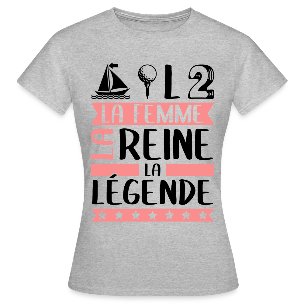 T-shirt femme coloris clair Mathilde rébus – La femme, la reine, la légende - gris chiné