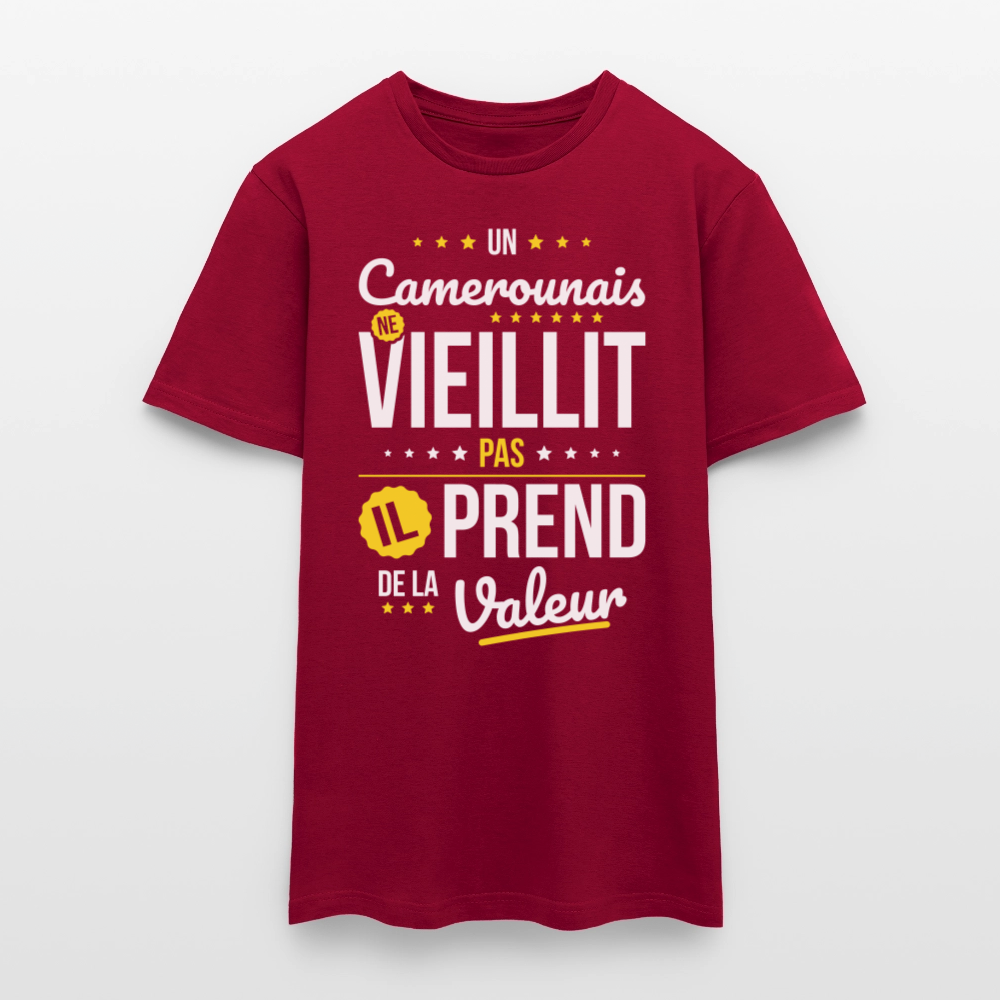 T-shirt Homme - Un Camerounais ne vieillit pas - rouge brique