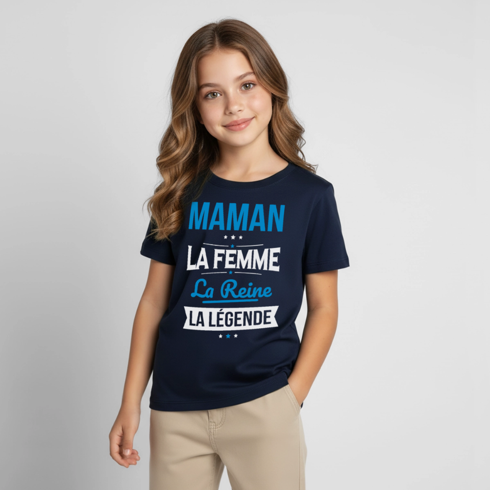T-shirt enfant - Maman, femme, reine, légende - marine