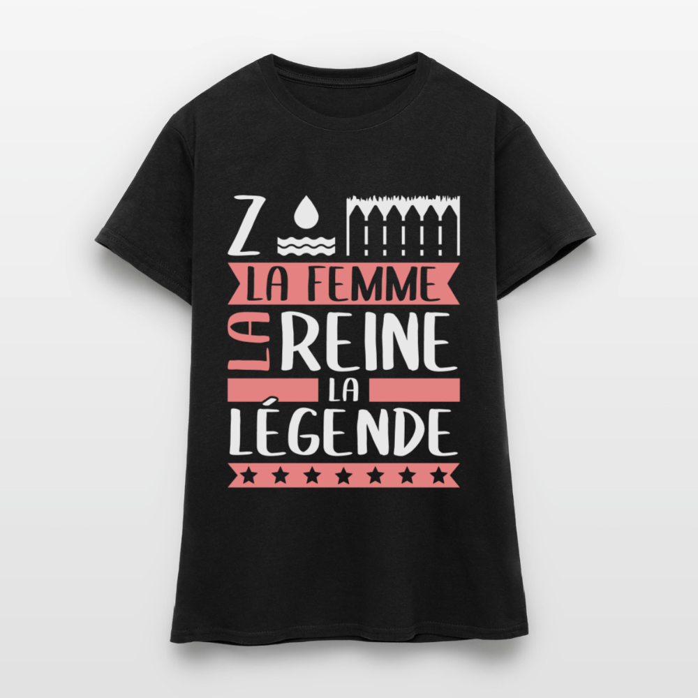 T-shirt femme Zoé rébus – La femme, la reine, la légende - noir