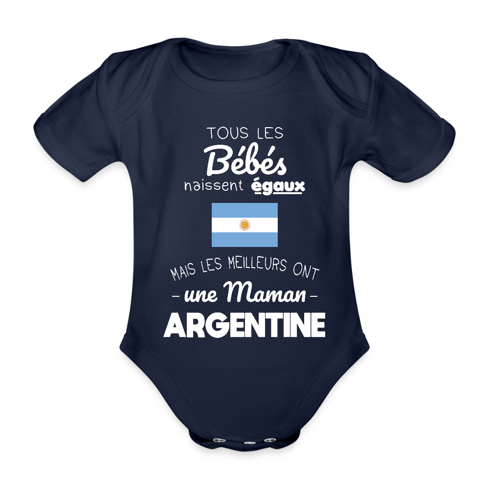 Body Bébé bio manches courtes - Les Meilleurs Ont Une Maman Argentine - marine foncé