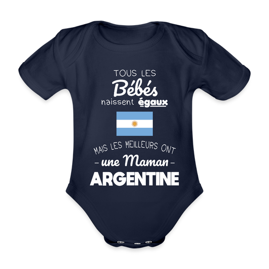 Body Bébé bio manches courtes - Les Meilleurs Ont Une Maman Argentine - marine foncé