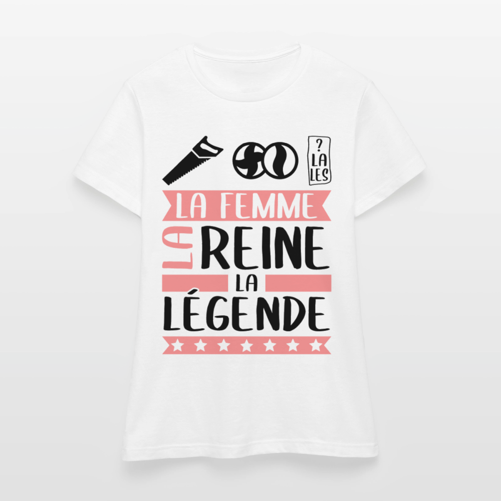 T-shirt femme coloris clair Sybille en rébus – La femme, la reine, la légende - blanc