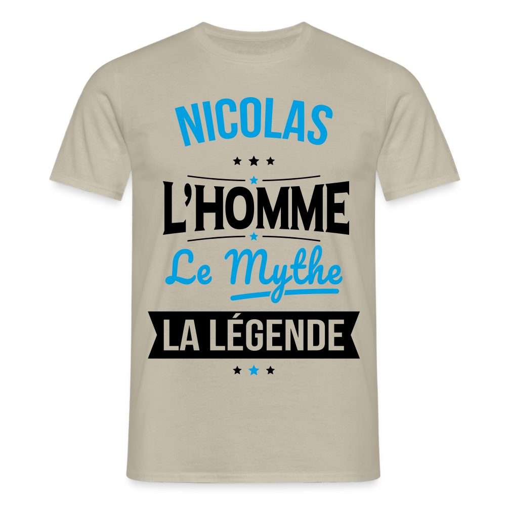 T-shirt Homme - Nicolas - l'Homme - le Mythe - la Légende - beige sable