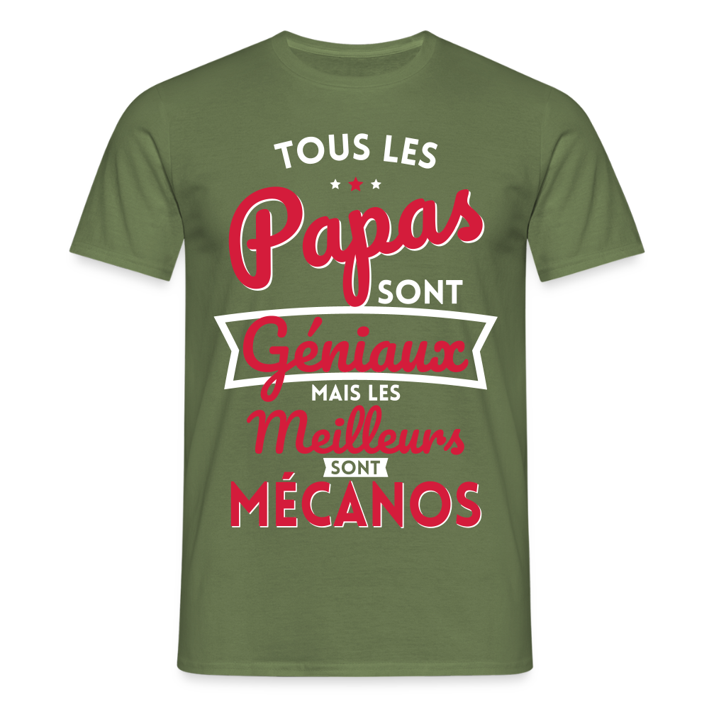 T-shirt Homme - Papas géniaux - Les meilleurs sont mécanos - vert militaire