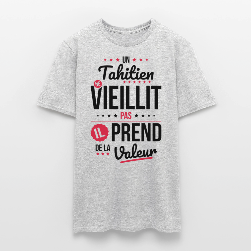 T-shirt Homme - Un Tahitien ne vieillit pas - gris chiné